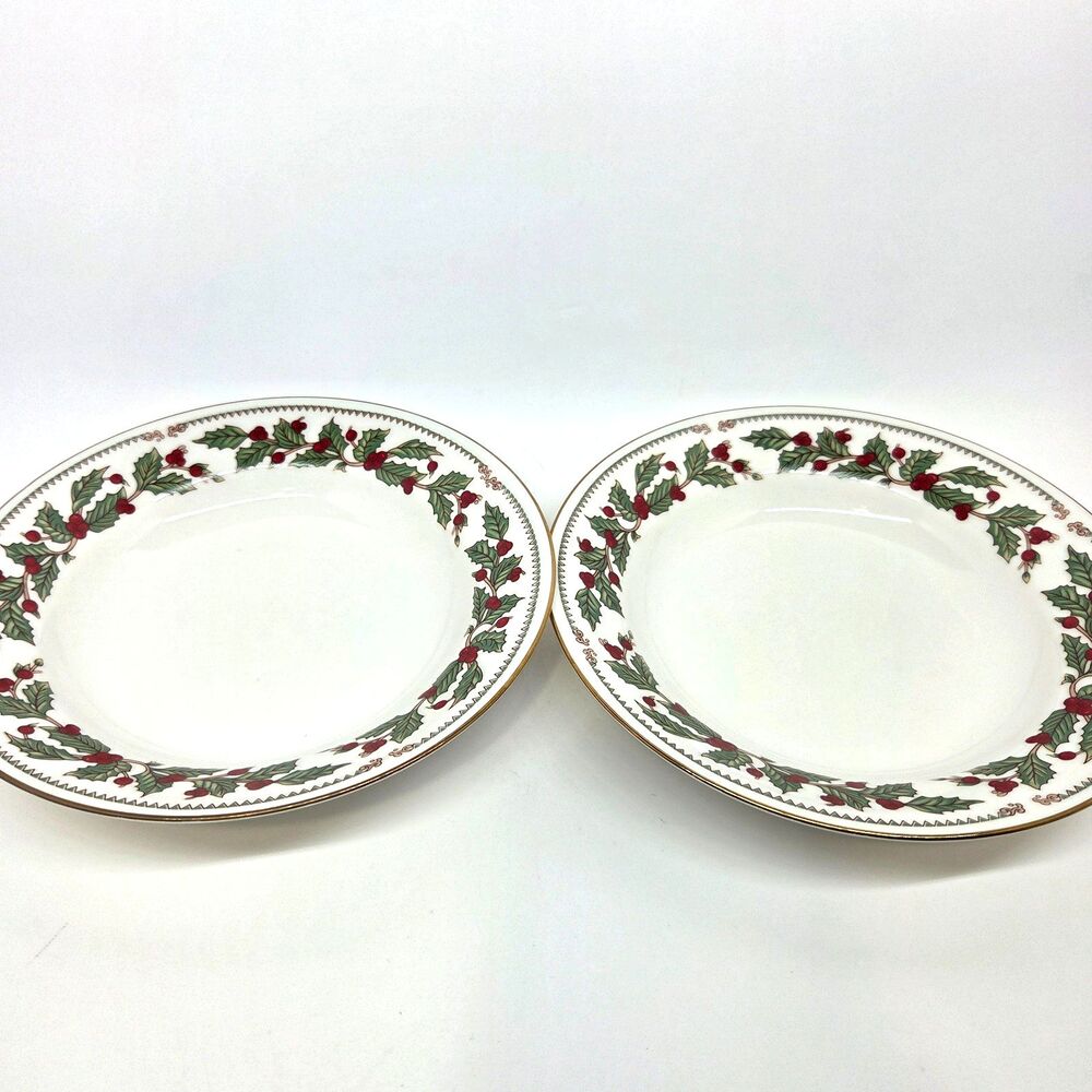 The Cellar Ivory Holly 9" Soup Pasta Bowls Set of 2